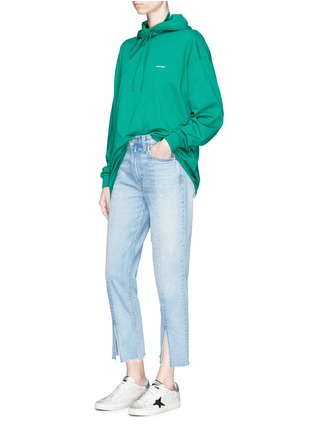 Figure View - Click To Enlarge - GRLFRND - 'Cheryl' frayed split cuff jeans