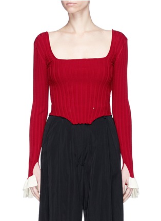 Main View - Click To Enlarge - ESTEBAN CORTAZAR - Ruffle cuff scoop back sweater