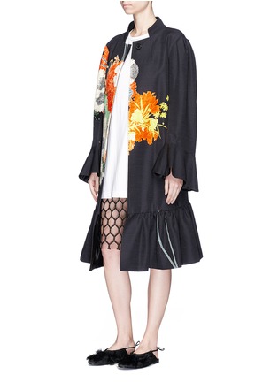 Figure View - Click To Enlarge - DRIES VAN NOTEN - 'Ruward' oversized floral print peplum hem coat