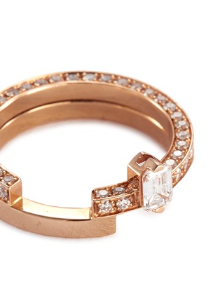 Detail View - Click To Enlarge - DAUPHIN - 'Disruptive' diamond 18k rose gold two tier ring
