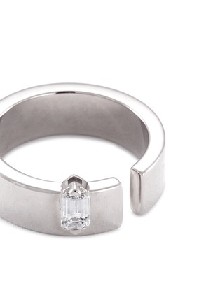 Detail View - Click To Enlarge - DAUPHIN - 'Disruptive' emerald cut diamond 18k white gold open ring