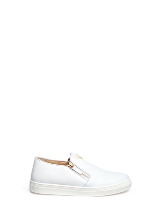 Main View - Click To Enlarge - 73426 - 'Gary' double zip leather kids slip-ons