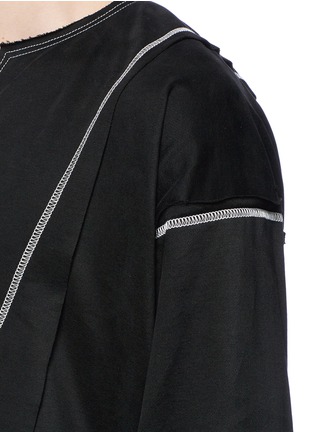Detail View - Click To Enlarge - SULVAM - Raw edge V-neck sweatshirt