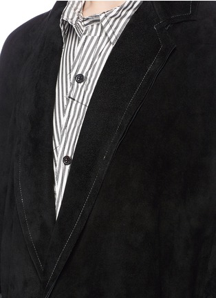 Detail View - Click To Enlarge - SULVAM - Waist tie goatskin suede coat