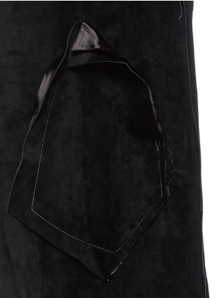 Detail View - Click To Enlarge - SULVAM - Waist tie goatskin suede coat