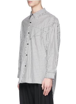 Front View - Click To Enlarge - SULVAM - Stripe patchwork raw edge shirt