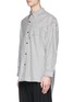 Front View - Click To Enlarge - SULVAM - Stripe patchwork raw edge shirt