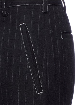 Detail View - Click To Enlarge - SULVAM - Pinstripe zip cuff patchwork pants