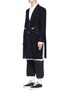 Front View - Click To Enlarge - SULVAM - Pinstripe raw edge felted wool coat