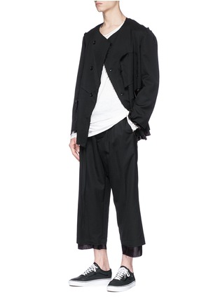 Figure View - Click To Enlarge - SULVAM - Raw edge cropped wool pants