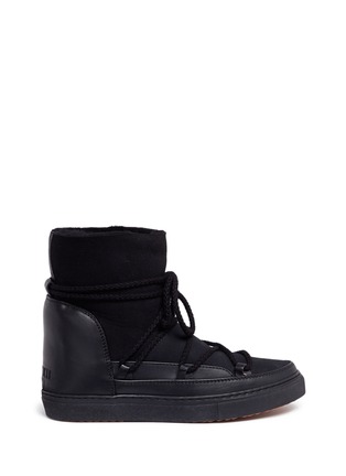 Main View - Click To Enlarge - INUIKII - Leather panel lambskin shearling sneaker boots