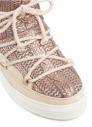 Detail View - Click To Enlarge - INUIKII - 'Galway' leather panel knit sneaker boots