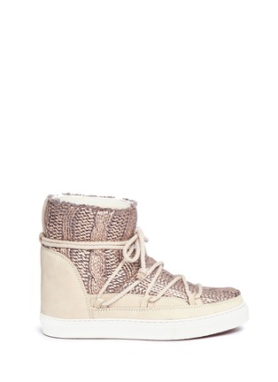 Main View - Click To Enlarge - INUIKII - 'Galway' leather panel knit sneaker boots
