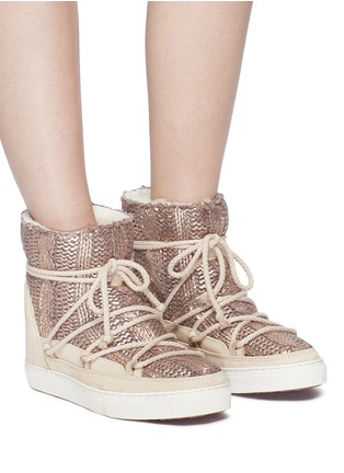 Figure View - Click To Enlarge - INUIKII - 'Galway' leather panel knit sneaker boots