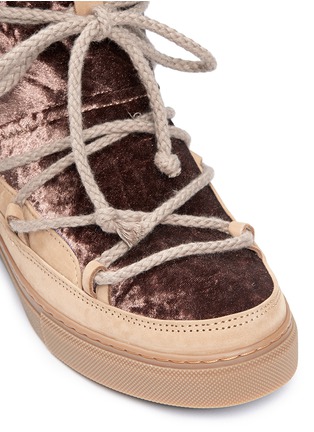 Detail View - Click To Enlarge - INUIKII - Leather panel velvet sneaker boots