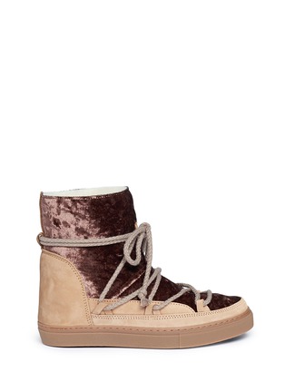 Main View - Click To Enlarge - INUIKII - Leather panel velvet sneaker boots