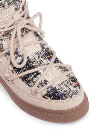 Detail View - Click To Enlarge - INUIKII - Leather panel sequin tweed sneaker boots