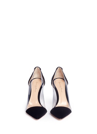 Front View - Click To Enlarge - GIANVITO ROSSI - 'Plexi' clear pvc velvet pumps