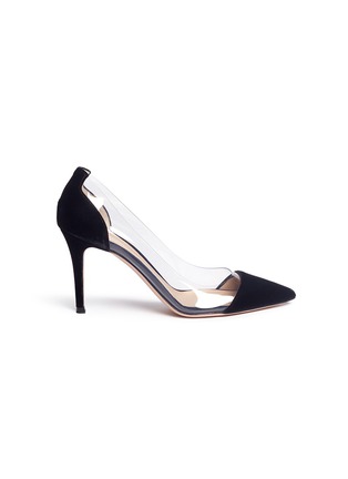 Main View - Click To Enlarge - GIANVITO ROSSI - 'Plexi' clear pvc velvet pumps