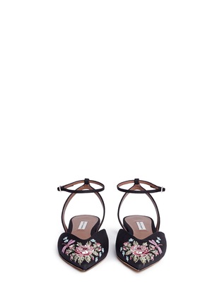 Front View - Click To Enlarge - TABITHA SIMMONS - 'Vera Rose' embroidered linen skimmer flats