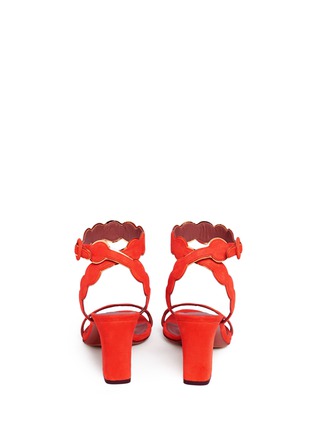 Back View - Click To Enlarge - TABITHA SIMMONS - 'Cloud' metallic trim scalloped suede sandals
