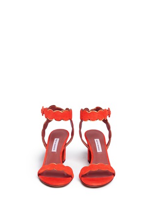 Front View - Click To Enlarge - TABITHA SIMMONS - 'Cloud' metallic trim scalloped suede sandals