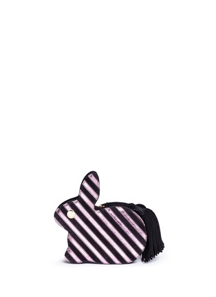 Main View - Click To Enlarge - HILLIER BARTLEY - 'Bunny' tassel pull stripe leather and suede clutch