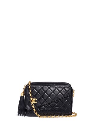 Main View - Click To Enlarge - VINTAGE CHANEL - Tassel charm quilted leather crossbody bag