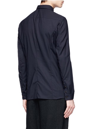 Back View - Click To Enlarge - DEVOA - Zip front wool hopsack shirt