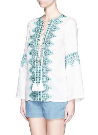 Front View - Click To Enlarge - TALITHA - 'Noor' embroidery lace-up tunic