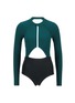 Main View - Click To Enlarge - FLAGPOLE SWIM - 'Kelly' cutout colourblock long sleeve swimsuit