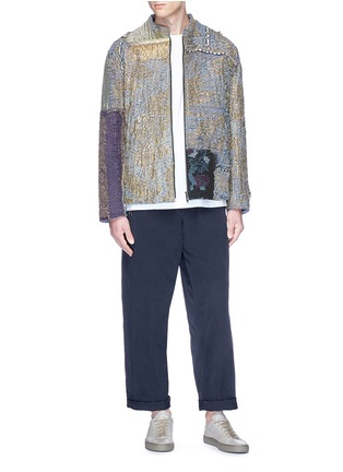 Figure View - Click To Enlarge - BY WALID - Metallic thread patchwork bomber jacket
