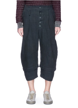 Main View - Click To Enlarge - BY WALID - 'Michael' stitch seam cropped linen pants