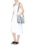 Front View - Click To Enlarge - TRUSS - SMALL STRIPE WOVEN PVC CROSSBODY TOTE