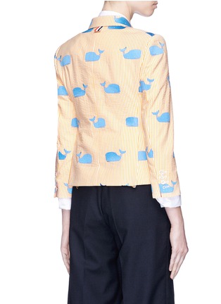 Back View - Click To Enlarge - THOM BROWNE  - Whale embroidered stripe seersucker blazer