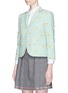 Front View - Click To Enlarge - THOM BROWNE  - Mini whale embroidered seersucker stripe blazer