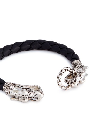 Detail View - Click To Enlarge - JOHN HARDY - Silver double Naga woven leather cord bracelet
