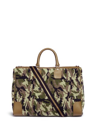 Main View - Click To Enlarge - STUBBS & WOOTTON - 'Camo' needlepoint embroidered weekend bag