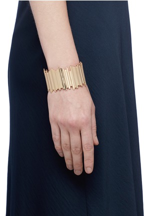 Figure View - Click To Enlarge - MICHELLE CAMPBELL - 'Raft' 14k yellow gold plated stripe cuff