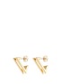 Main View - Click To Enlarge - MICHELLE CAMPBELL - 'Double V' cubic zirconia pavé 14k gold plated earrings