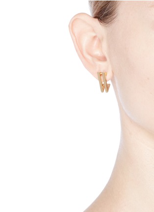 Figure View - Click To Enlarge - MICHELLE CAMPBELL - 'Double V' cubic zirconia pavé 14k gold plated earrings