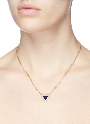Figure View - Click To Enlarge - MICHELLE CAMPBELL - 'Tri' marble stone pendant 14k gold plated necklace