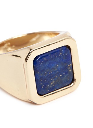 Detail View - Click To Enlarge - MICHELLE CAMPBELL - 'Signet' marble stone 14k gold plated ring