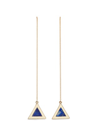 Main View - Click To Enlarge - MICHELLE CAMPBELL - 'Tri' marble stone 14k gold plated triangle drop earrings
