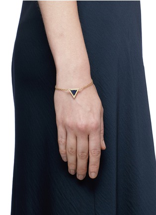 Figure View - Click To Enlarge - MICHELLE CAMPBELL - 'Tri' marble stone charm 14k gold plated bracelet