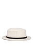 Main View - Click To Enlarge - SENSI STUDIO - Suede band pearlescent beaded wool boater hat