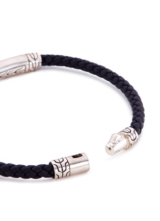 Detail View - Click To Enlarge - JOHN HARDY - Braided leather engraved silver bracelet