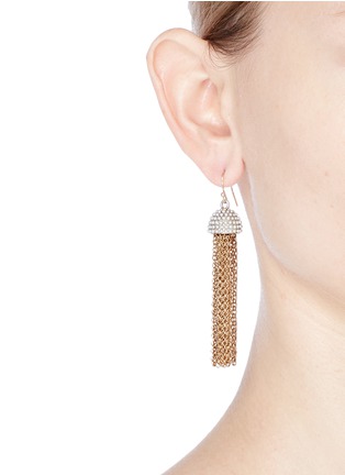 Figure View - Click To Enlarge - LULU FROST - 'Ursula' faux pearl chain tassel earrings