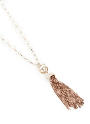 Detail View - Click To Enlarge - LULU FROST - 'Lustre' glass crystal faux pearl tassel necklace