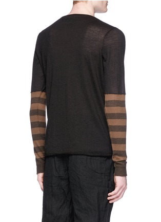 Back View - Click To Enlarge - ZIGGY CHEN - Stripe sleeve cashmere sweater